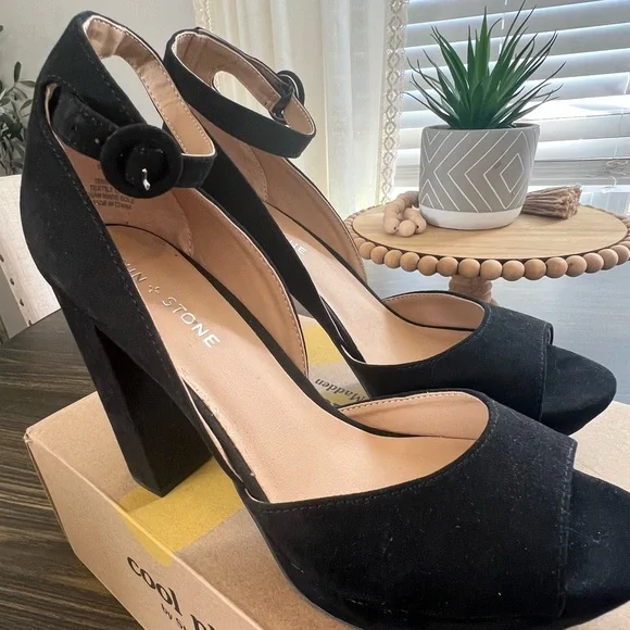 BRAND NEW! Sun & Stone Reeta Pump Black Heels - Picture 3 of 9
